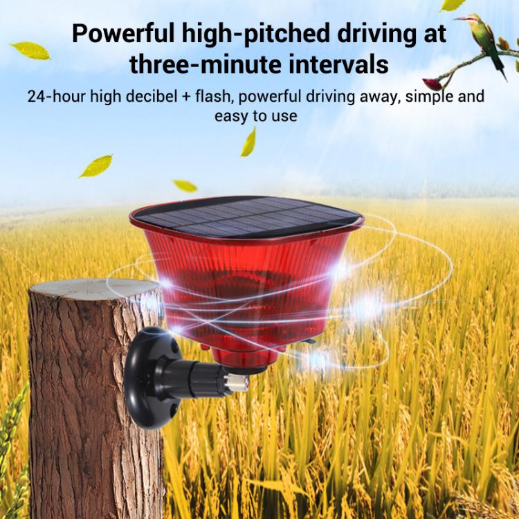 Orchard Sound and Light Alarm Solar Powered Animal Repellent - Black Red