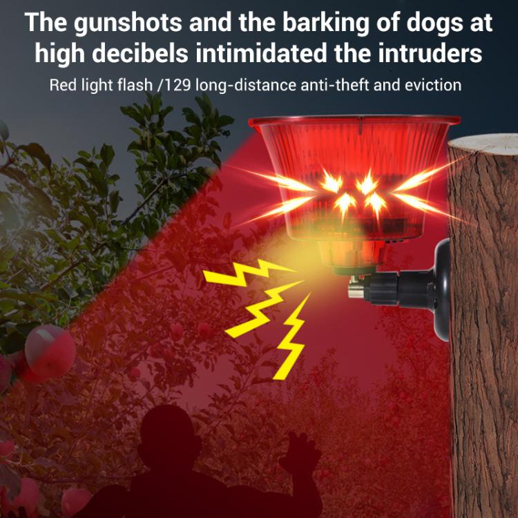 Orchard Sound and Light Alarm Solar Powered Animal Repellent - Black Red
