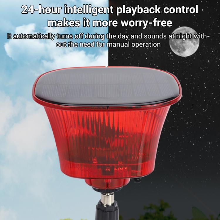 Orchard Sound and Light Alarm Solar Powered Animal Repellent - Black Red
