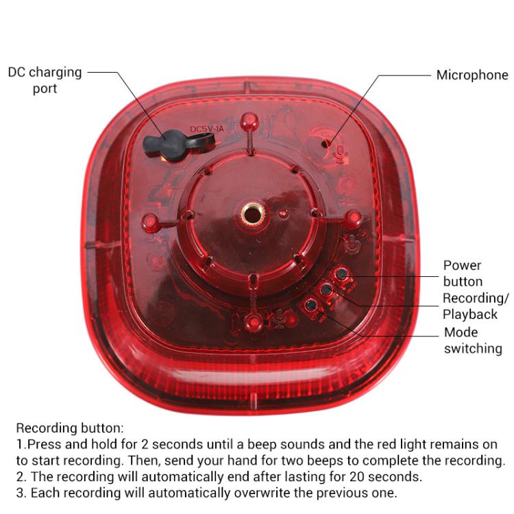 Orchard Sound and Light Alarm Solar Powered Animal Repellent - Black Red