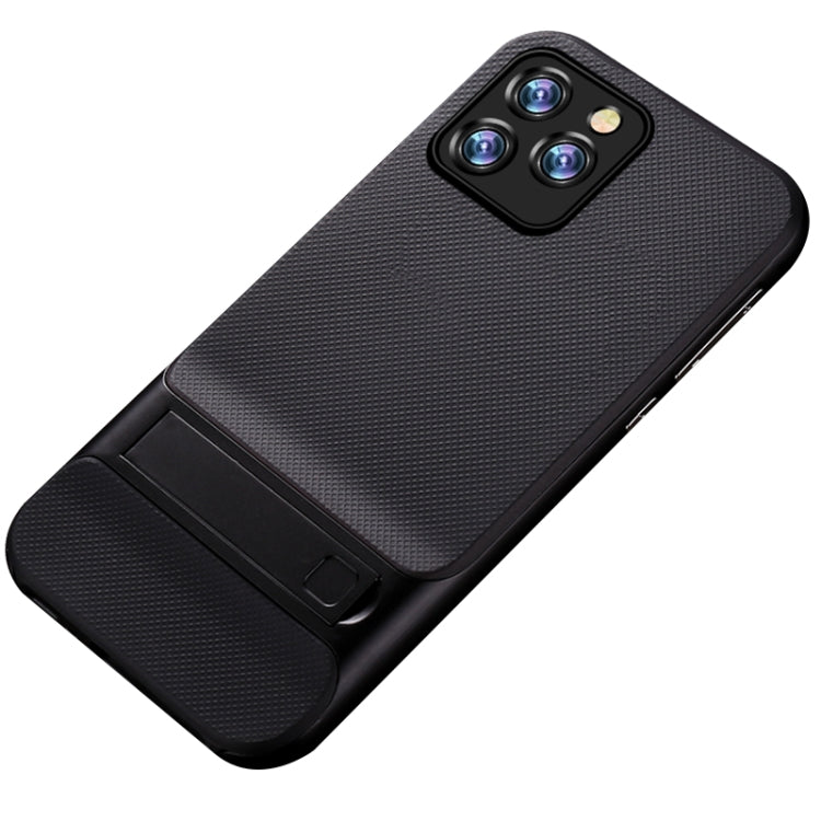 For iPhone 12 mini Plaid Texture Non-slip TPU + PC Case with Holder