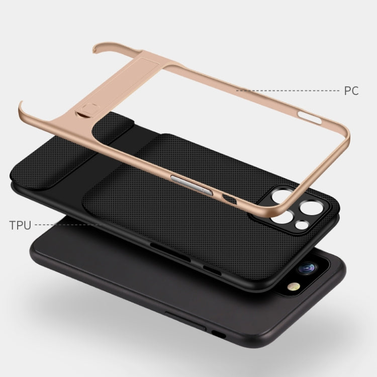 For iPhone 12 mini Plaid Texture Non-slip TPU + PC Case with Holder