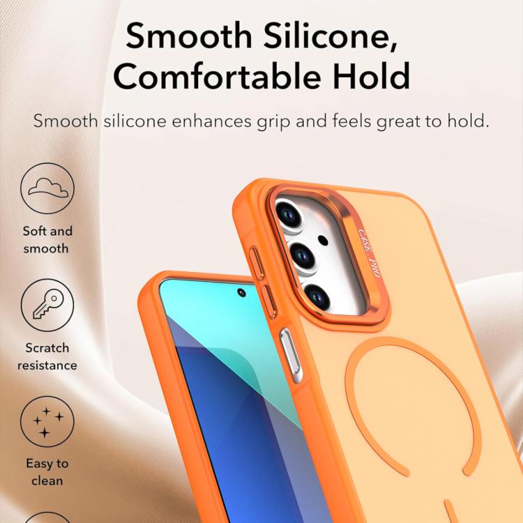 For Samsung Galaxy A15 5G Bright Color Contrast Skin-feel Camera Bracket Magsafe Phone Case