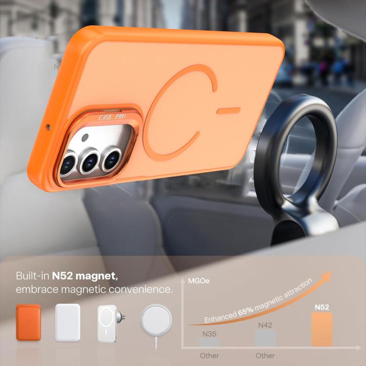 For Samsung Galaxy A15 5G Bright Color Contrast Skin-feel Camera Bracket Magsafe Phone Case