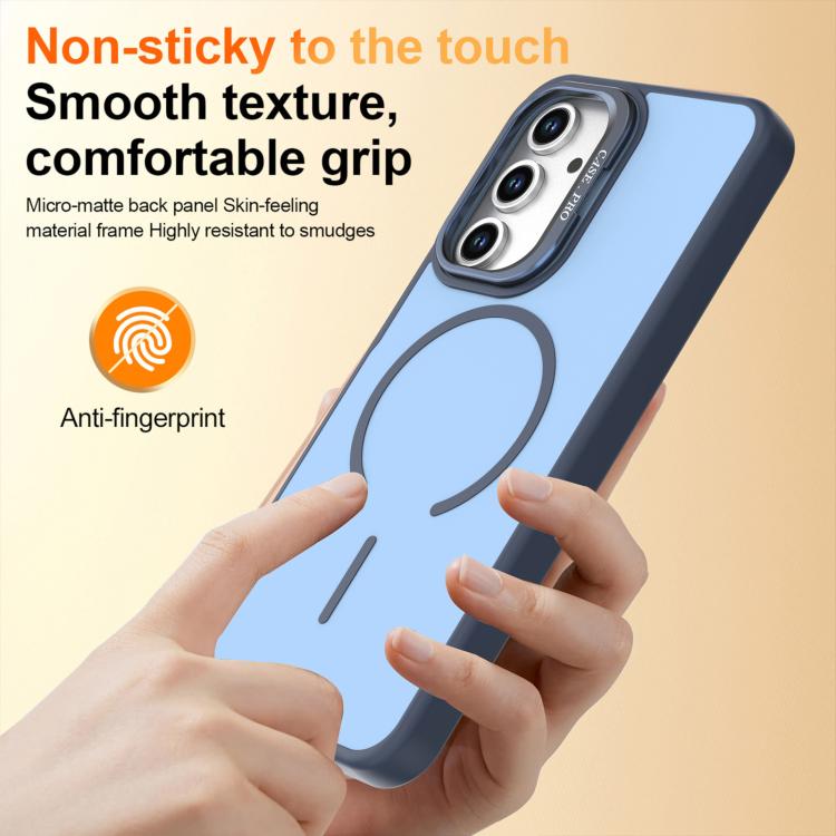 For Samsung Galaxy A15 5G Bright Color Contrast Skin-feel Camera Bracket Magsafe Phone Case