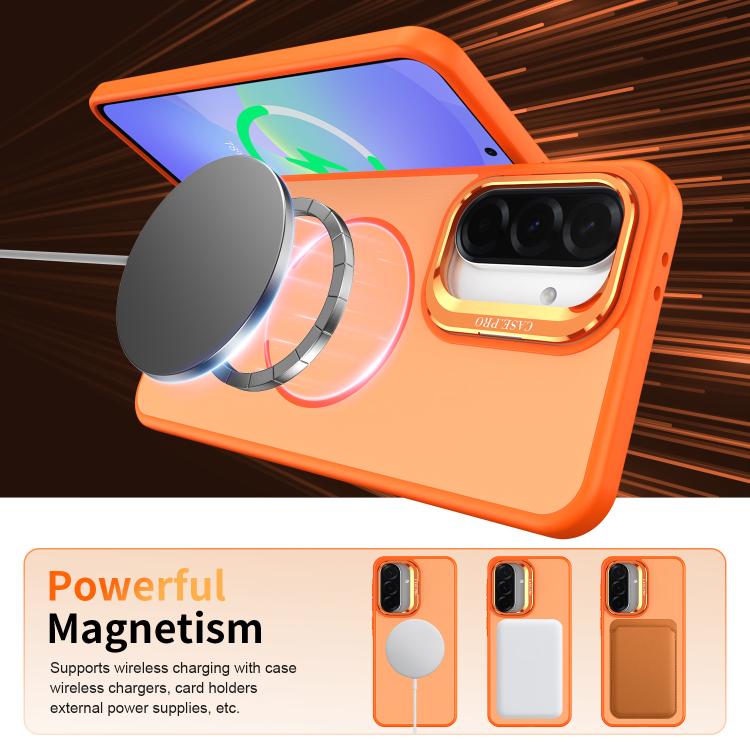 For Samsung Galaxy A17 5G Bright Color Contrast Skin-feel Camera Bracket Magsafe Phone Case