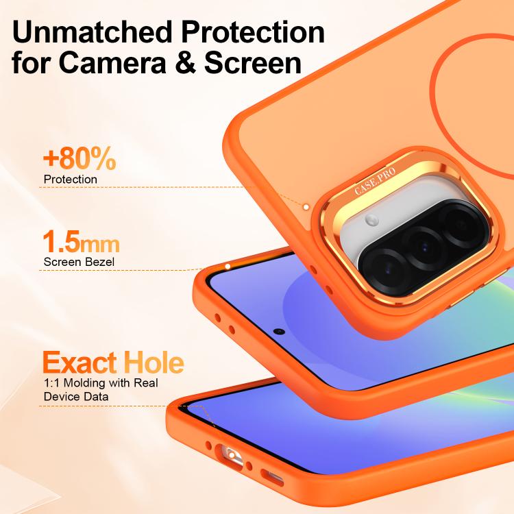 For Samsung Galaxy A17 5G Bright Color Contrast Skin-feel Camera Bracket Magsafe Phone Case