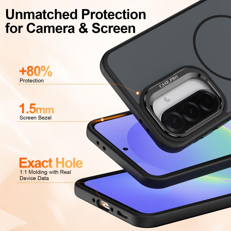 For Samsung Galaxy A17 5G Bright Color Contrast Skin-feel Camera Bracket Magsafe Phone Case