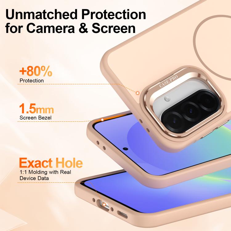 For Samsung Galaxy A17 5G Bright Color Contrast Skin-feel Camera Bracket Magsafe Phone Case