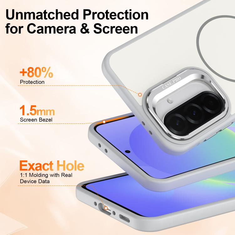 For Samsung Galaxy A17 5G Bright Color Contrast Skin-feel Camera Bracket Magsafe Phone Case