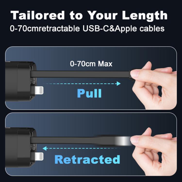 Onten CW72 4 in 1 USB-A and Type-C / USB-C Car Charger with 8 Pin and Type-C / USB-C Retractable Cable - Black