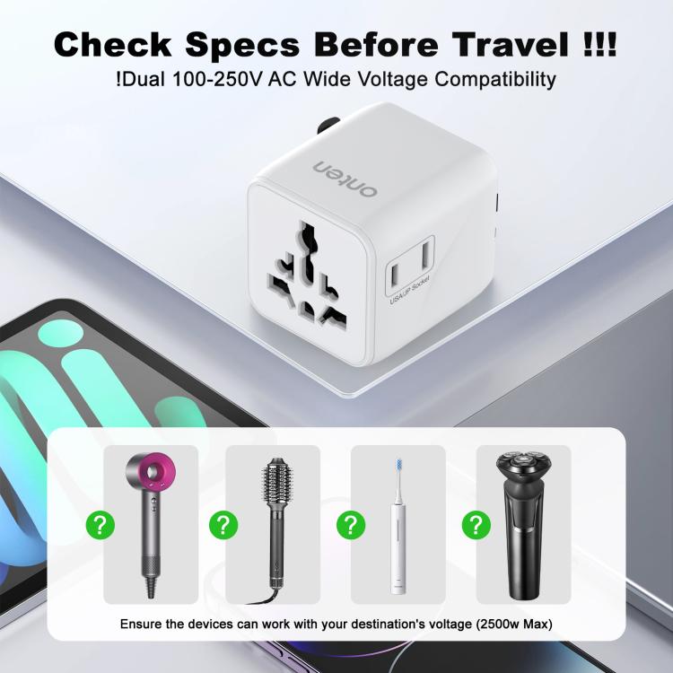 Onten CW81 Multi-Functional Universal Travel Charger Adapter - White