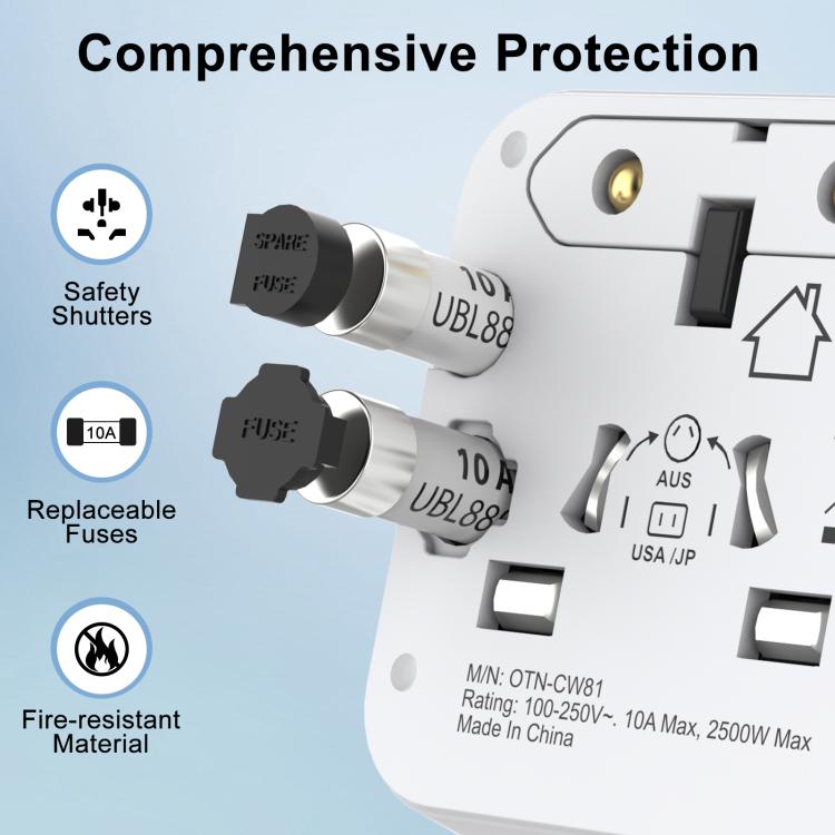 Onten CW81 Multi-Functional Universal Travel Charger Adapter - White
