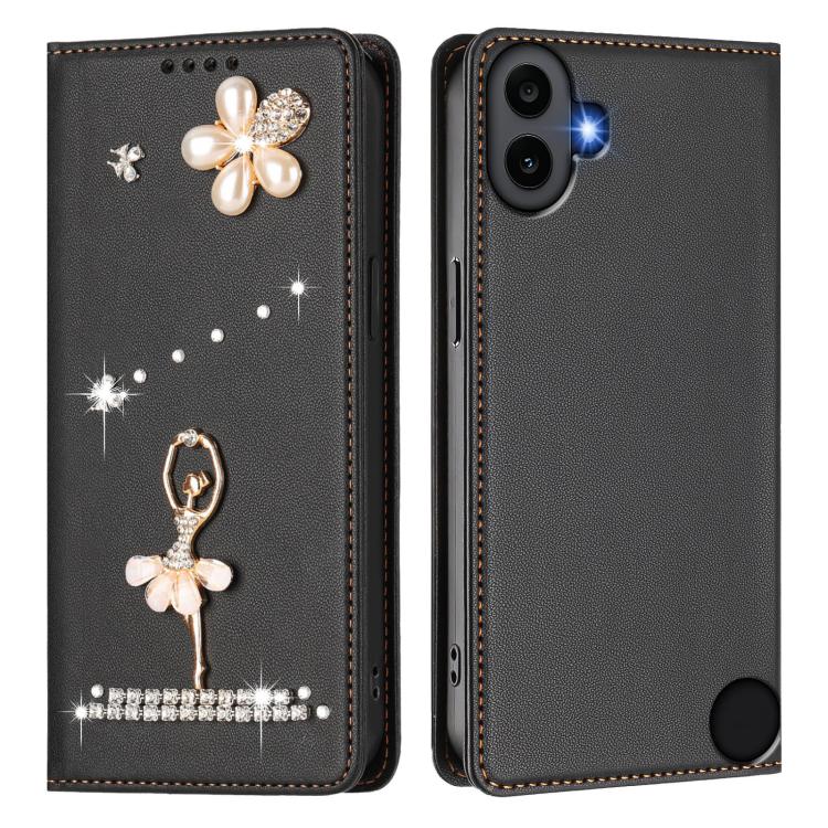 For Nothing CMF Phone 1 Ballet Girl Diamond Studded RFID Vegan Leather Phone Case