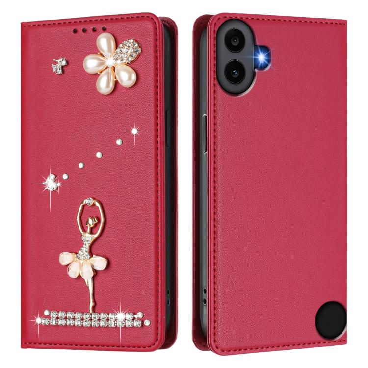 For Nothing CMF Phone 1 Ballet Girl Diamond Studded RFID Vegan Leather Phone Case