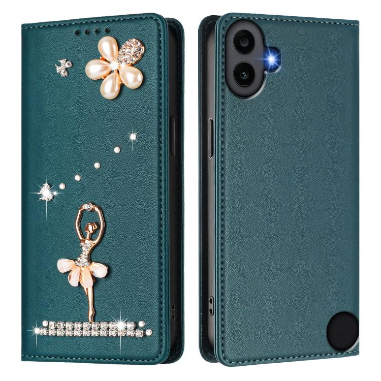 For Nothing CMF Phone 1 Ballet Girl Diamond Studded RFID Vegan Leather Phone Case