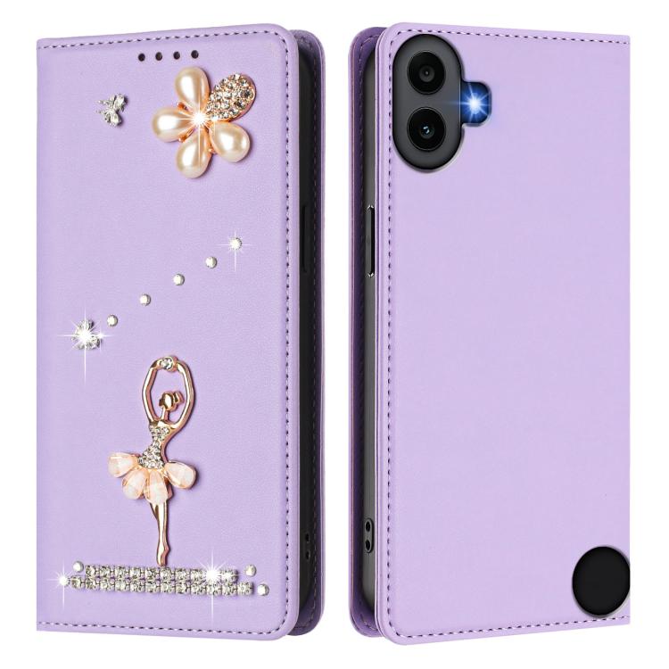 For Nothing CMF Phone 1 Ballet Girl Diamond Studded RFID Vegan Leather Phone Case
