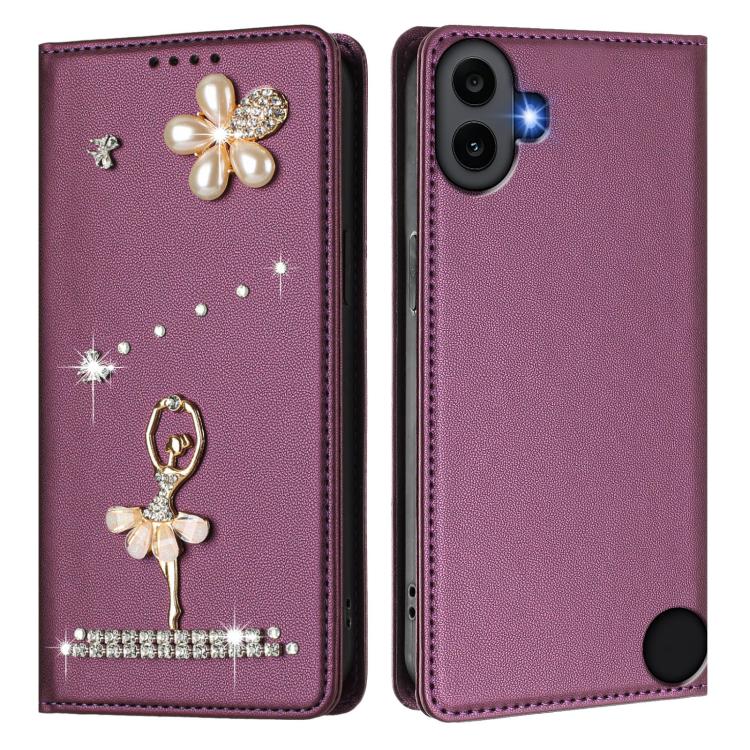 For Nothing CMF Phone 1 Ballet Girl Diamond Studded RFID Vegan Leather Phone Case