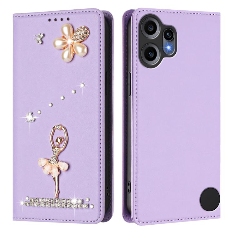 For Nothing CMF Phone 2 Pro Ballet Girl Diamond Studded RFID Vegan Leather Phone Case