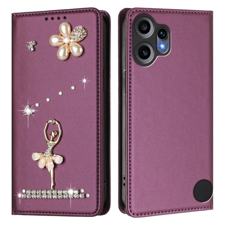 For Nothing CMF Phone 2 Pro Ballet Girl Diamond Studded RFID Vegan Leather Phone Case