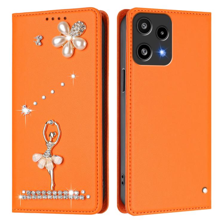 For Nothing Phone 3a Lite Ballet Girl Diamond Studded RFID Vegan Leather Phone Case