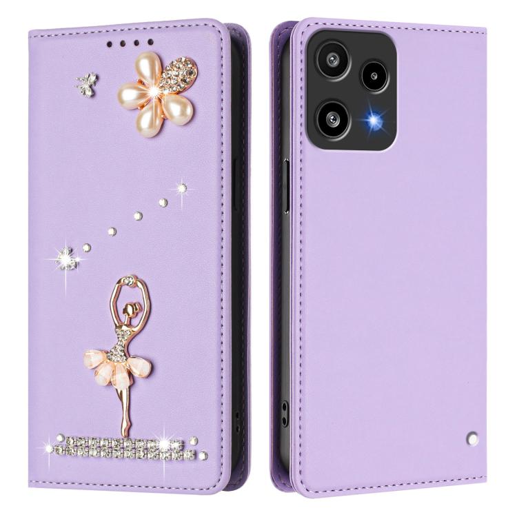 For Nothing Phone 3a Lite Ballet Girl Diamond Studded RFID Vegan Leather Phone Case