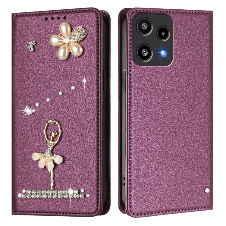 For Nothing Phone 3a Lite Ballet Girl Diamond Studded RFID Vegan Leather Phone Case
