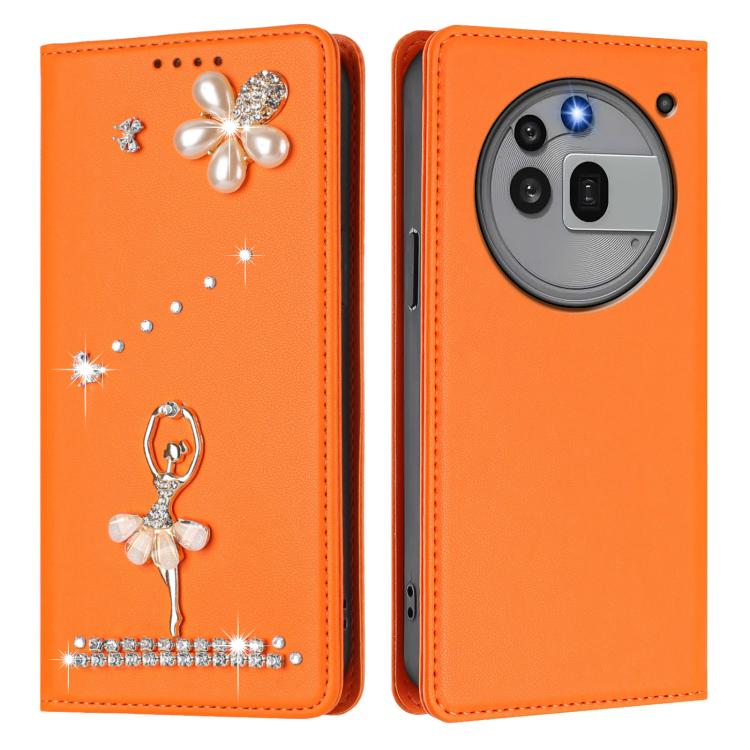 For Nothing Phone 3a Pro Ballet Girl Diamond Studded RFID Vegan Leather Phone Case