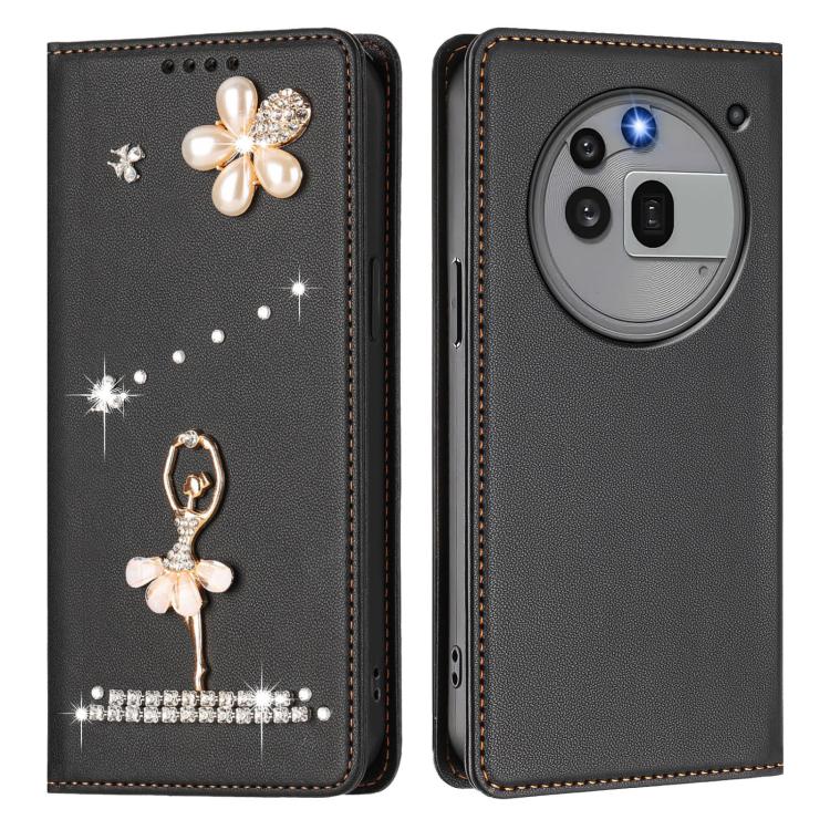 For Nothing Phone 3a Pro Ballet Girl Diamond Studded RFID Vegan Leather Phone Case