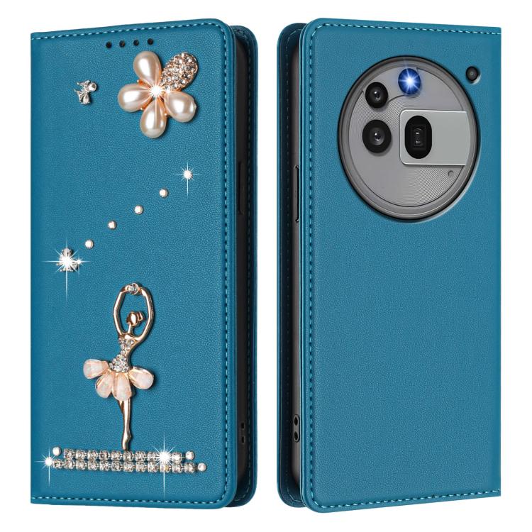For Nothing Phone 3a Pro Ballet Girl Diamond Studded RFID Vegan Leather Phone Case