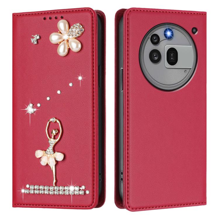 For Nothing Phone 3a Pro Ballet Girl Diamond Studded RFID Vegan Leather Phone Case