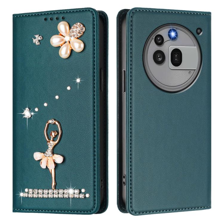 For Nothing Phone 3a Pro Ballet Girl Diamond Studded RFID Vegan Leather Phone Case
