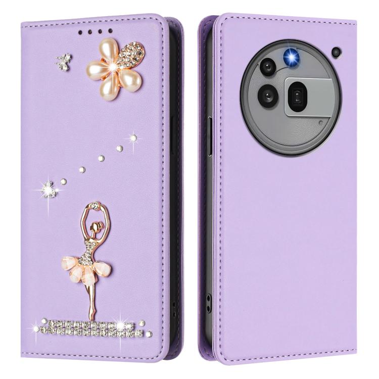 For Nothing Phone 3a Pro Ballet Girl Diamond Studded RFID Vegan Leather Phone Case