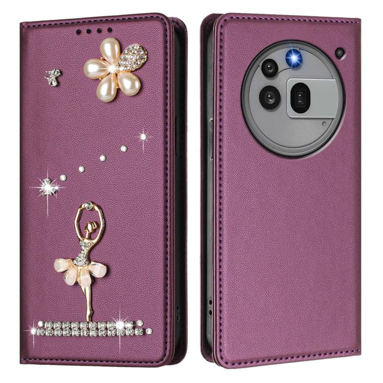 For Nothing Phone 3a Pro Ballet Girl Diamond Studded RFID Vegan Leather Phone Case