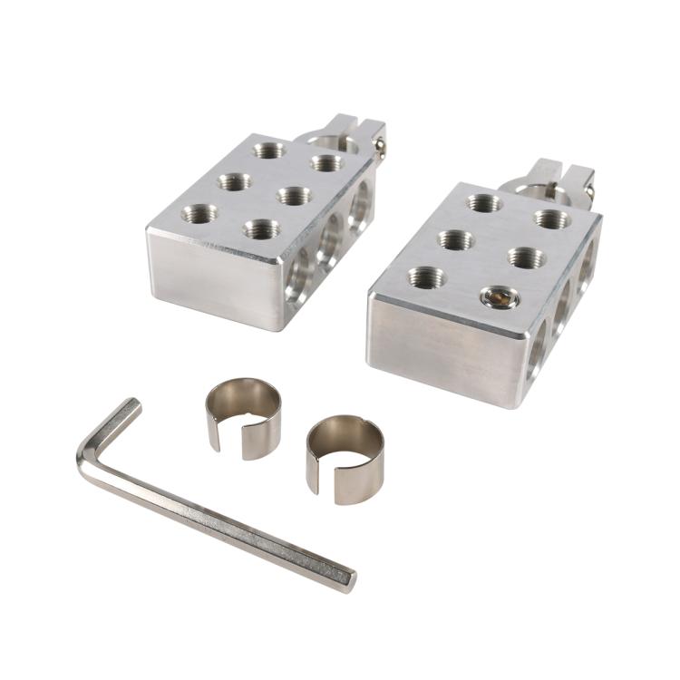 Pair 6-way Positive and Negative 4x0GA Battery Terminal Clamps with Wrench - Silver
