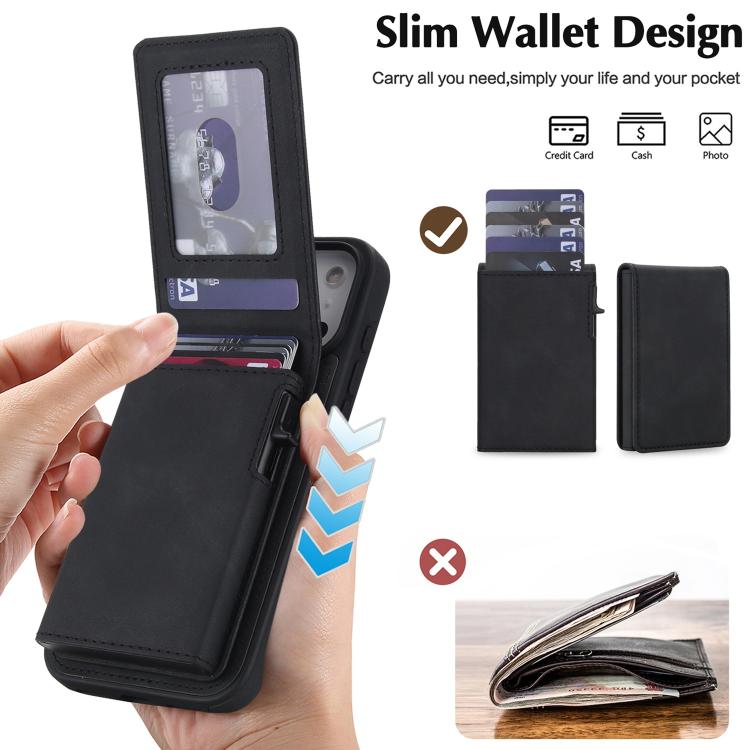 For iPhone 17 Pro Max Retro Faux Leather Detachable Spring Loaded Card Bag Magnetic RFID Phone Case