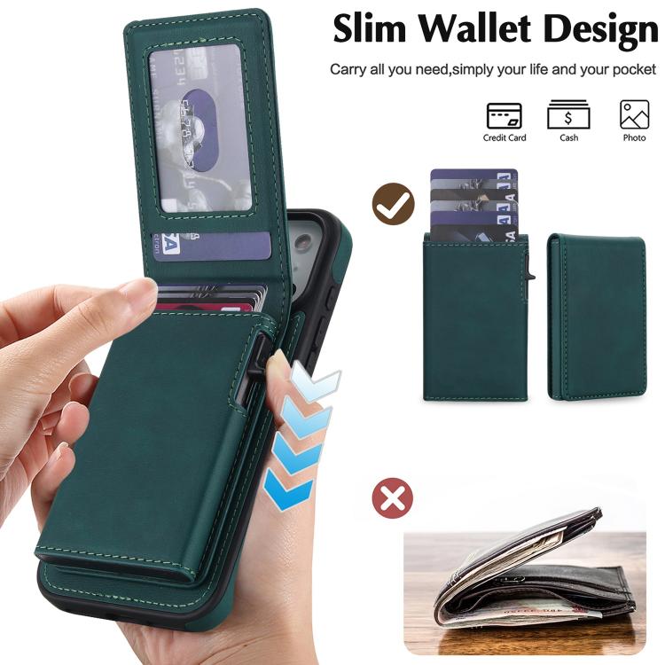 For iPhone 17 Pro Max Retro Faux Leather Detachable Spring Loaded Card Bag Magnetic RFID Phone Case