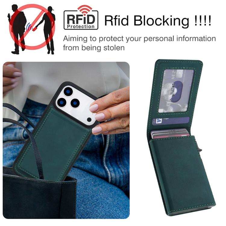 For iPhone 17 Pro Max Retro Faux Leather Detachable Spring Loaded Card Bag Magnetic RFID Phone Case