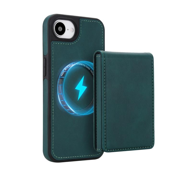 For iPhone 17e / 16e Retro Faux Leather Detachable Spring Loaded Card Bag Magnetic RFID Phone Case