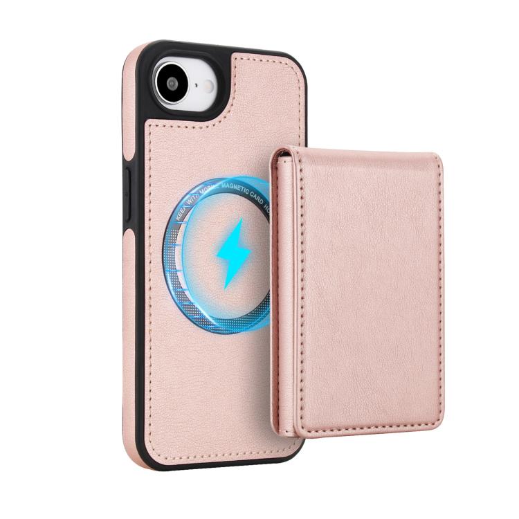 For iPhone 17e / 16e Retro Faux Leather Detachable Spring Loaded Card Bag Magnetic RFID Phone Case