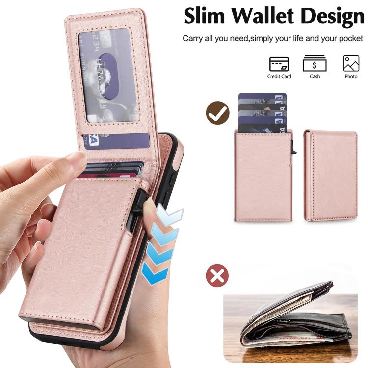 For iPhone 17e / 16e Retro Faux Leather Detachable Spring Loaded Card Bag Magnetic RFID Phone Case