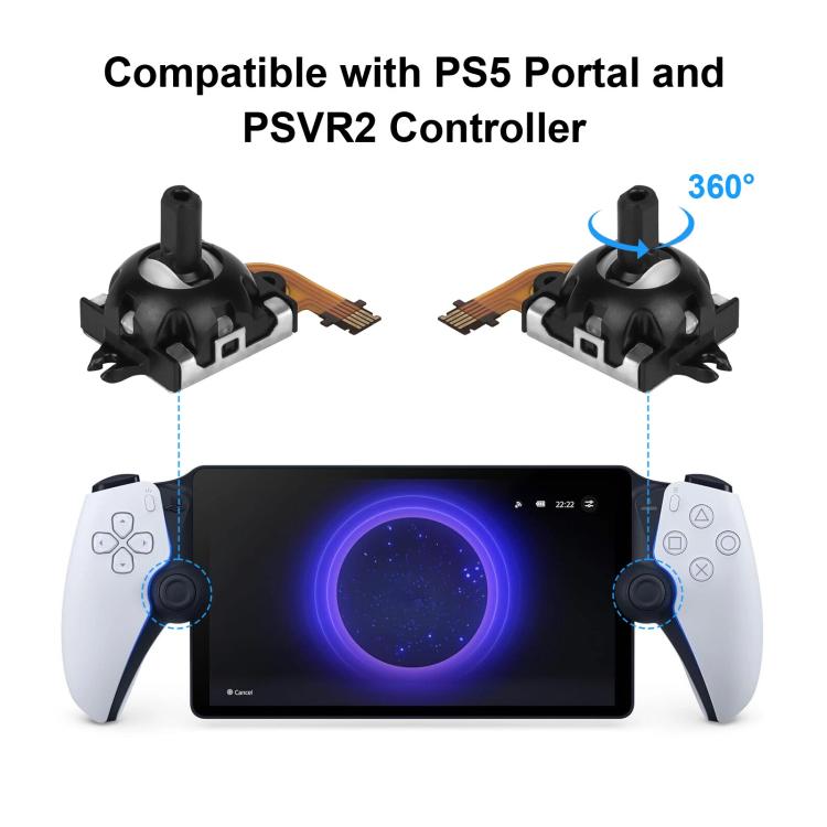 For Sony PS5 Portal 1 Pair 3D Hall Effect Analog Joystick - Black