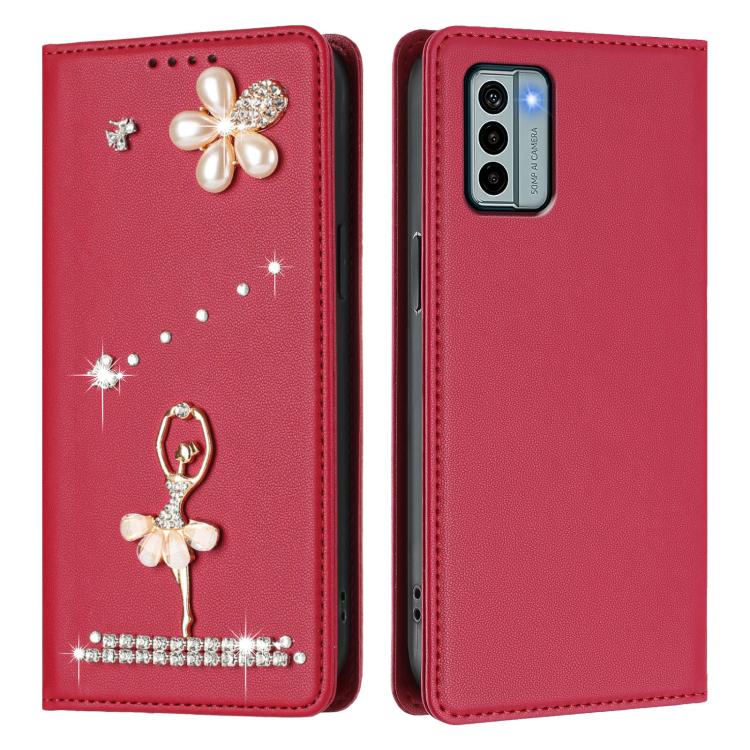 For Nokia G22 Ballet Girl Diamond Studded RFID Vegan Leather Phone Case