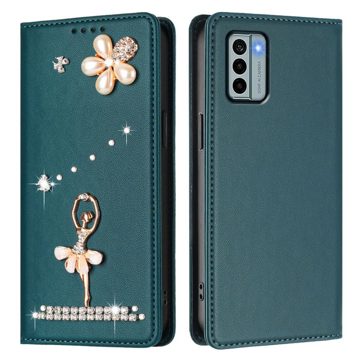 For Nokia G22 Ballet Girl Diamond Studded RFID Vegan Leather Phone Case