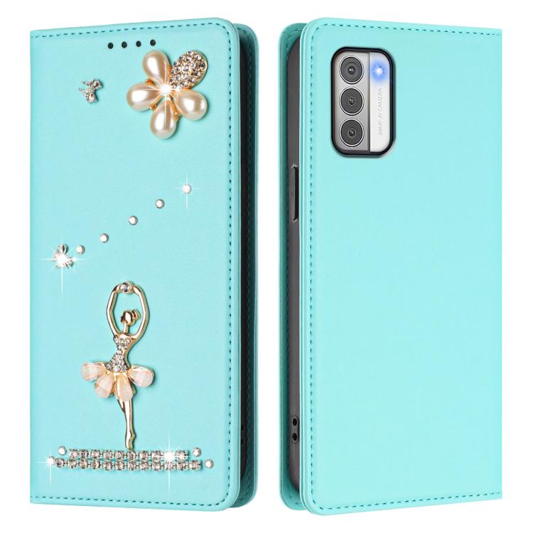 For Nokia G42 / G310 Ballet Girl Diamond Studded RFID Vegan Leather Phone Case