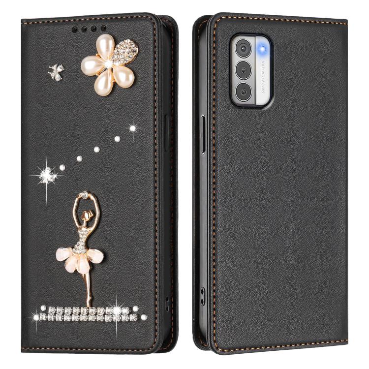 For Nokia G42 / G310 Ballet Girl Diamond Studded RFID Vegan Leather Phone Case