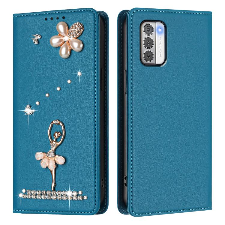 For Nokia G42 / G310 Ballet Girl Diamond Studded RFID Vegan Leather Phone Case