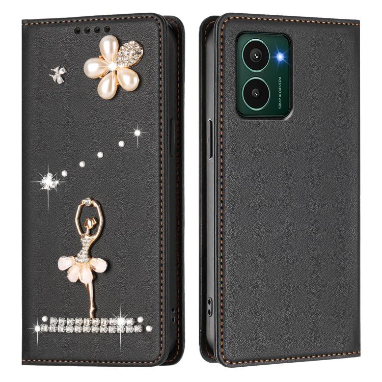 For HMD Pulse Pro / Pulse / Pulse+ Ballet Girl Diamond Studded RFID Vegan Leather Phone Case