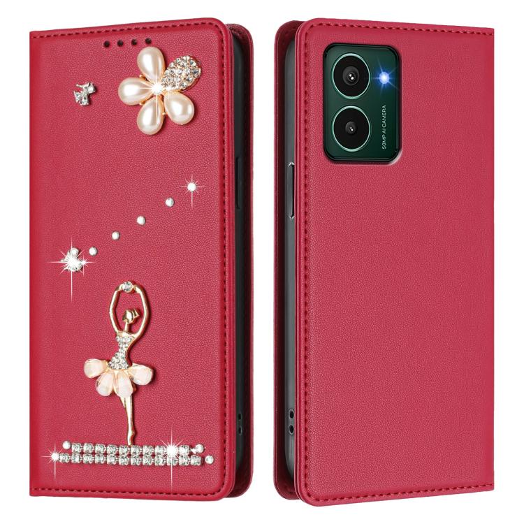 For HMD Pulse Pro / Pulse / Pulse+ Ballet Girl Diamond Studded RFID Vegan Leather Phone Case