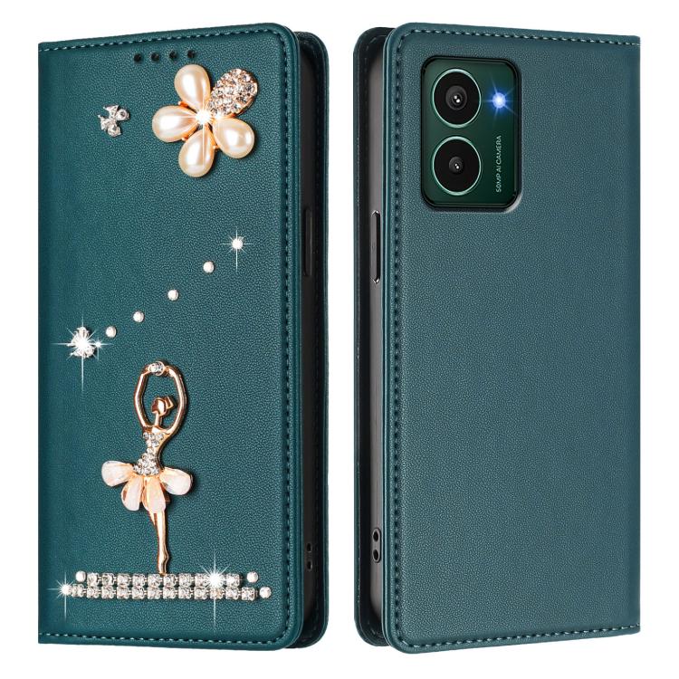 For HMD Pulse Pro / Pulse / Pulse+ Ballet Girl Diamond Studded RFID Vegan Leather Phone Case